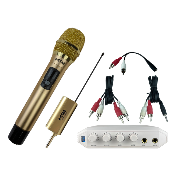 Karaoke Kickstart Bundle: ImPro UHF-77 Wireless Microphone & MX-R88i Compact Mixer