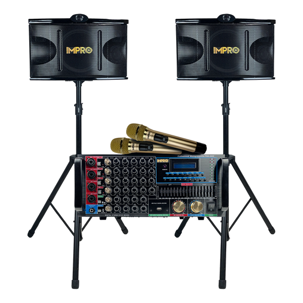 ImPro Epic Party Bundle 1 with Mixing Amplifier, Speakers, Microphones, and Accessories (5 Items)