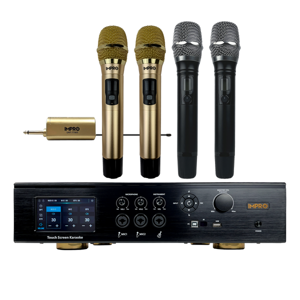 ImPro MA-8 1800W Mixing Amplifier Bundle with ImPro UHF-77 Wireless Microphones