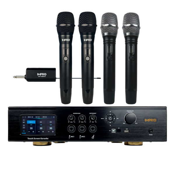 ImPro MA-8 1800W Mixing Amplifier Bundle with ImPro UHF-88MXR Wireless Microphones