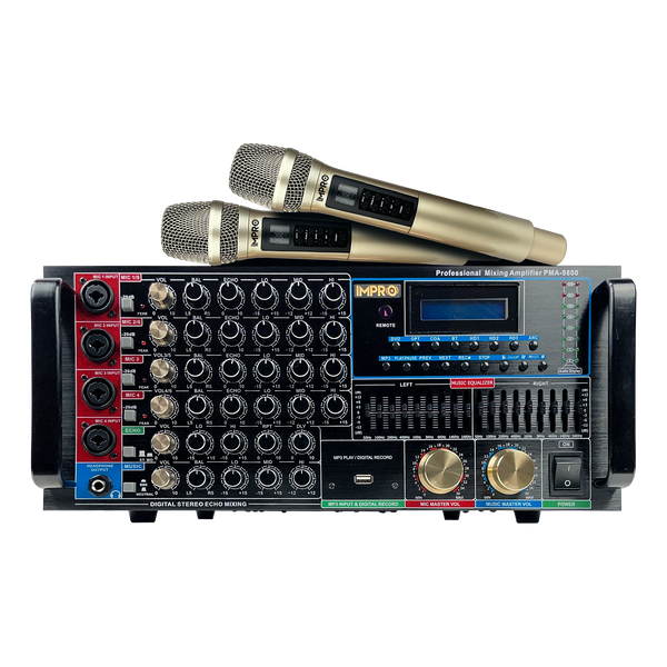 ImPro PMA-9800 1600W Mixing Amplifier Bundle with ImPro UHF-88II Wireless Microphones